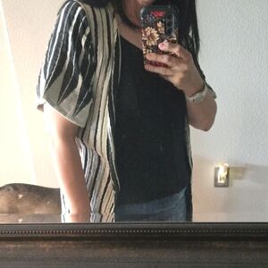 Cost Plus World Market Monochrome Striped Kimono